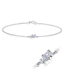 Lovely CZ Crystal Silver Bracelet BRS-1099